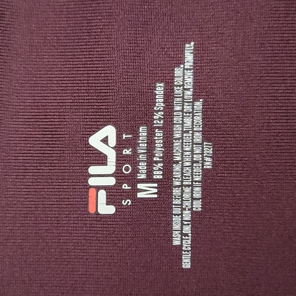 🛍Fila Sport Womens Medium‎ Burgundy Leggings Ribbed Stretch Pockets Activewear - Picture 4 of 7